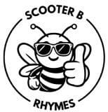 Cartoon bee with sunglasses and thumbs up.