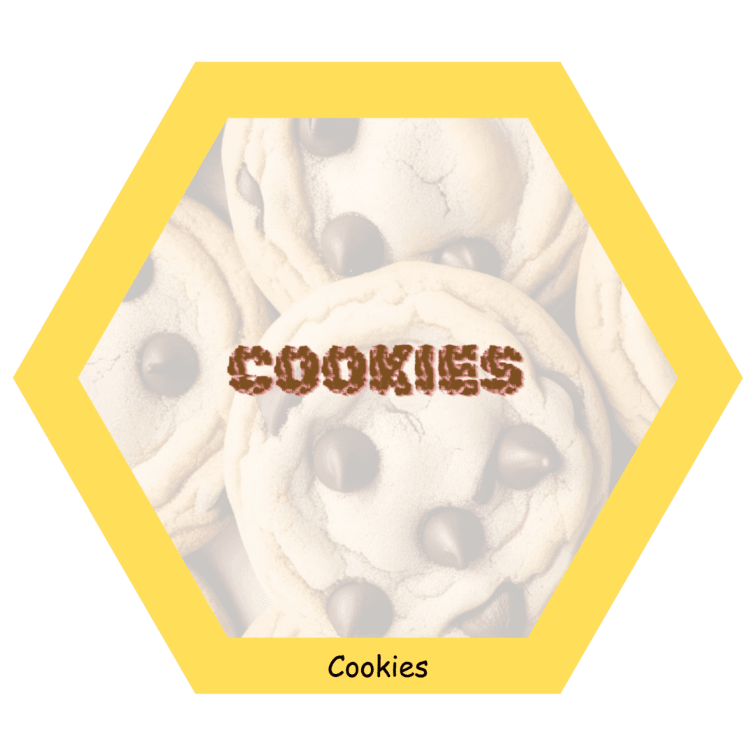 Hexagonal cookie collage with chocolate chips.