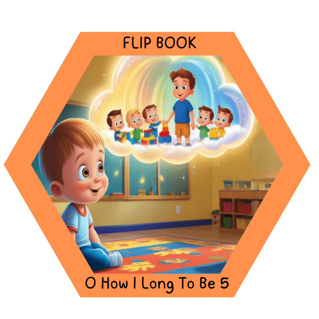 Child imagining future self with friends.