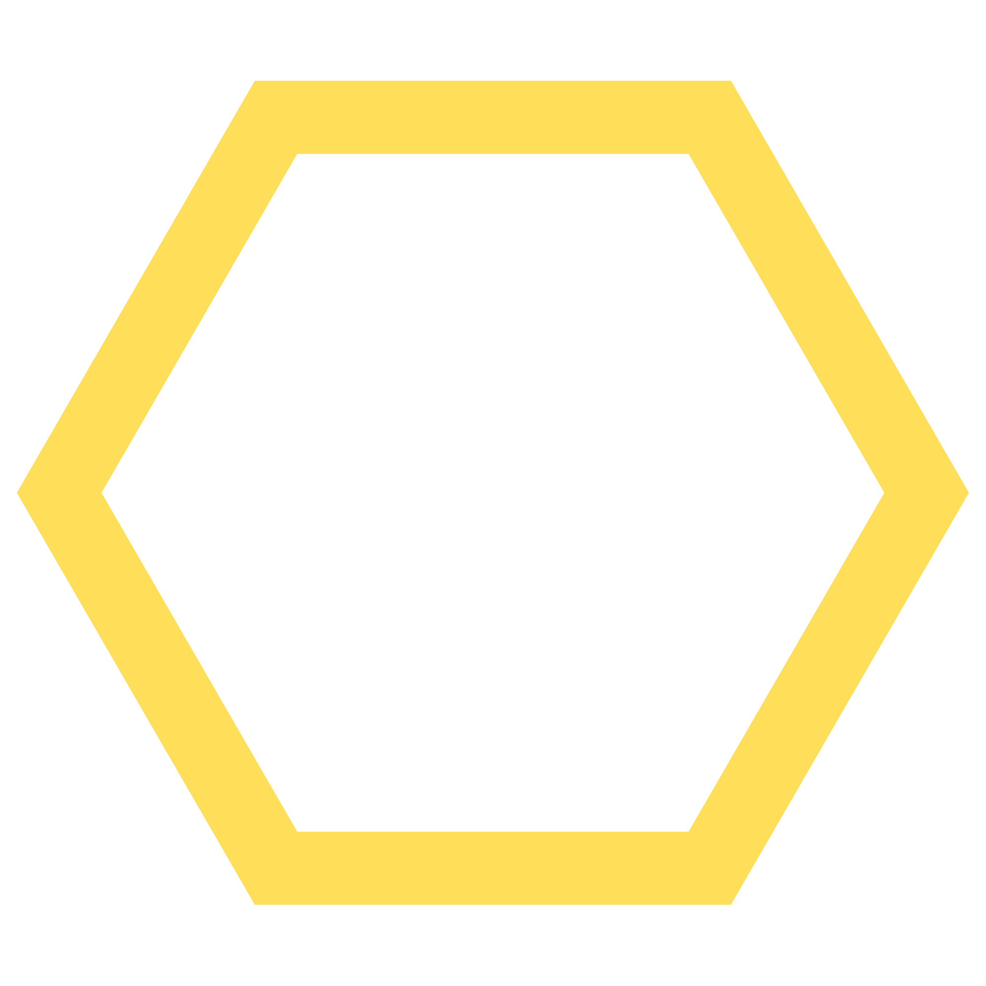 Yellow hexagon outline on white background.